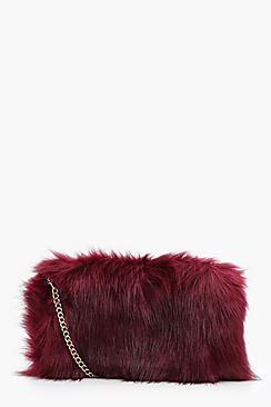 Boohoo Talia Faux Fur Cross Body With Chain Strap