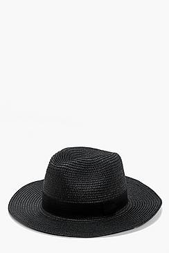 Boohoo Honey Black Straw Hat