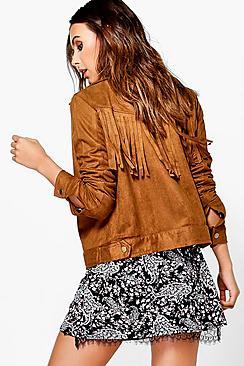 Boohoo Petite Polly Suedette Tassel Jacket