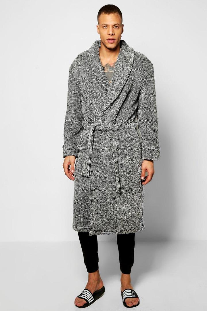 Boohoo Shawl Collar Marl Robe Grey