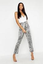 Boohoo Satin Snake Belted Peg Trousers