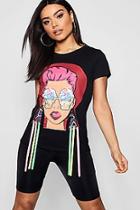 Boohoo Heidi Face Print Earring Trip Crop T-shirt