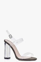 Boohoo Charlotte Clear Block Two Part Heels Khaki