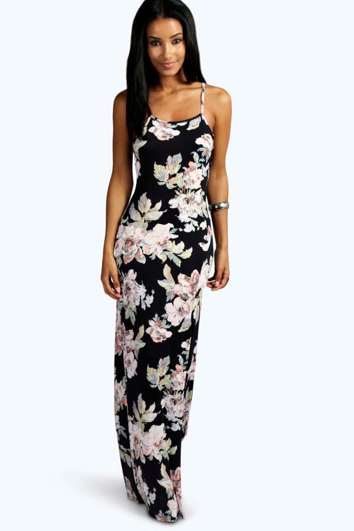 Boohoo Kirsty Slinky Back Detail Maxi Dress Multi