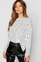 Boohoo Stripe Split Side Long Sleeve T-shirt