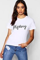 Boohoo Bisous French Slogan Embroidered T-shirt