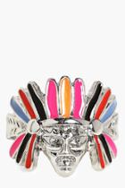 Boohoo Layla Feather Headdress Navajo Boho Ring Silver