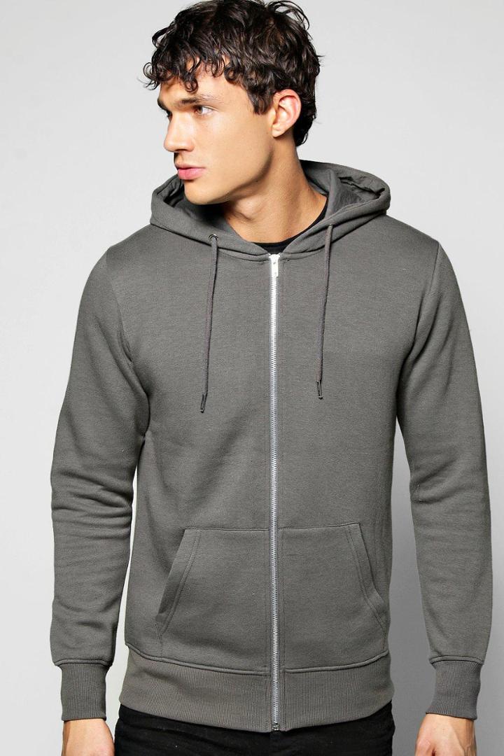 Boohoo Zip Through Hoodie Grey