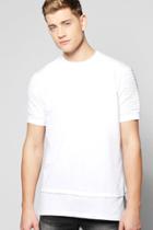 Boohoo Longline T Shirt With Biker Pleated Sleeves White
