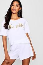 Boohoo Naomi 'the Mrs' Foil Pj Short Set