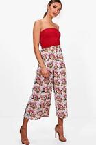 Boohoo Megan Woven Floral Cropped Wide Leg Trouser