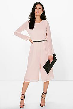Boohoo Cora Long Sleeve Culotte Jumpsuit