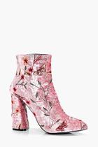 Boohoo Isabelle Embroidered Velvet Ankle Boot