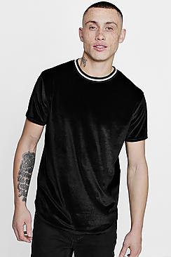 Boohoo Velour T-shirt With Sports Rib