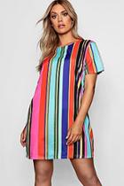 Boohoo Plus Casey Stripe Shift Dress