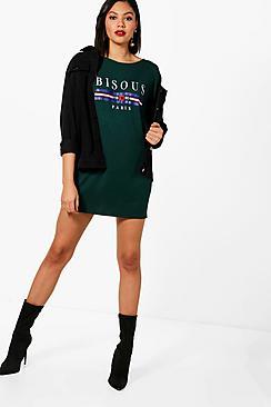 Boohoo Amelia Bisous Paris T-shirt Dress