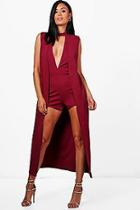Boohoo Vickie Plunge Playsuit & Duster Co-ord