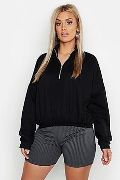 Boohoo Plus Zip Front Sweat Top
