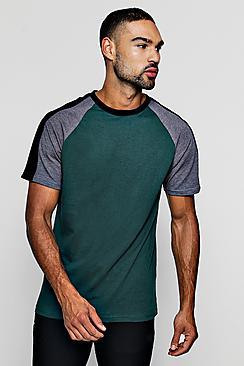 Boohoo Contrast Raglan T-shirt With Velour Panel