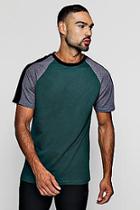 Boohoo Contrast Raglan T-shirt With Velour Panel