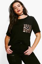 Boohoo Plus Iris Leopard Pocket Tee Black
