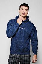 Boohoo Acid Wash Man Signature Embroidered Hoodie