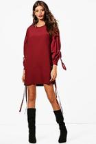 Boohoo Ashlee Eyelet Mixed Fabric Shift Dress