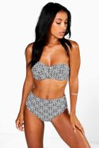Boohoo Italy Mono Cross Underwired High Waist Bikini Black