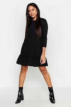 Boohoo Jersey Ruffle Hem Shift Dress