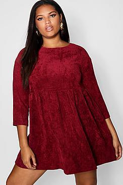 Boohoo Plus Chunky Cord Smock Dress