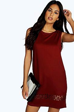 Boohoo Dalia Laser Cut Sleeveless Shift Dress