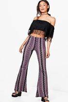 Boohoo Anna Bohemian Print Skinny Flared Trousers