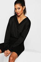 Boohoo Wide V Neck Cropped Sweat