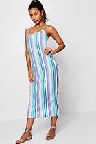 Boohoo Harriet Square Neck Cami Stripe Midaxi Dress