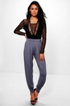 Boohoo Lena Basic High Waist Jersey Hareem Trousers Smoke
