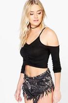 Boohoo Bonnie Ruched Front Cold Shoulder Crop
