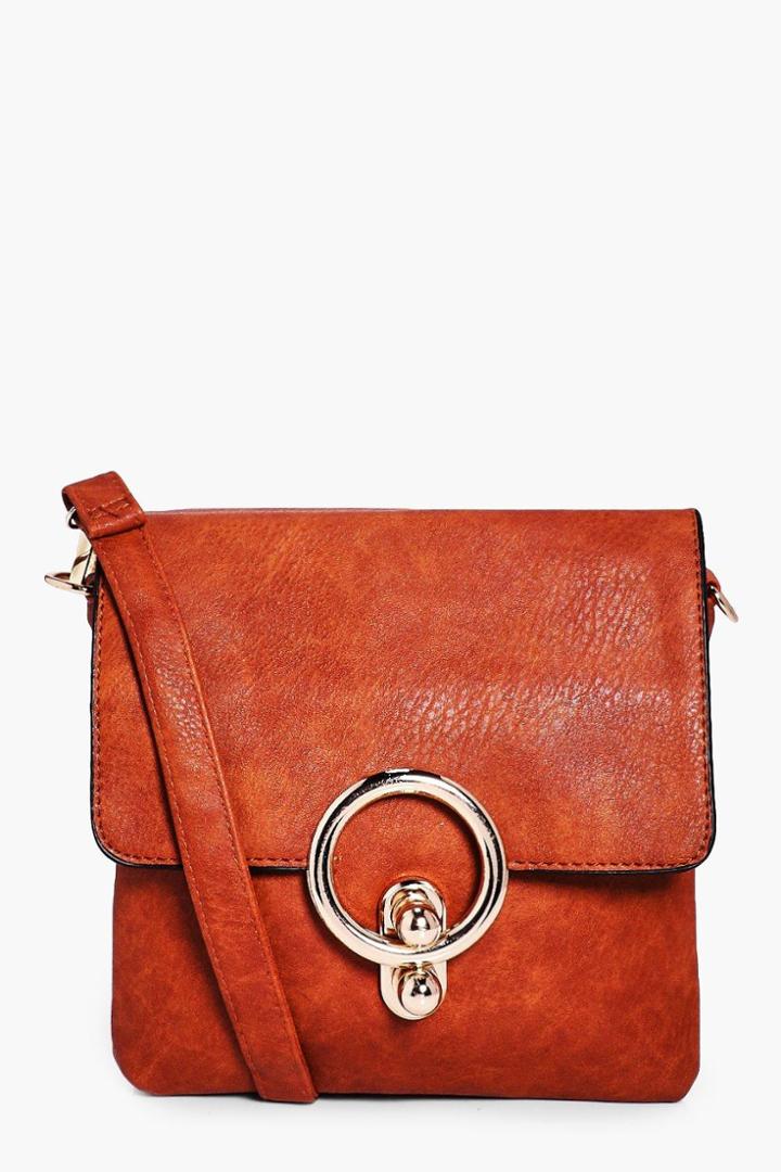 Boohoo Ella Circle Ring Cross Body Bag Tan