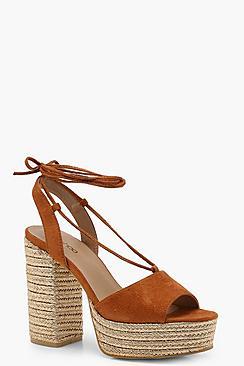 Boohoo Lacey Espadrille Wrap Up Platforms