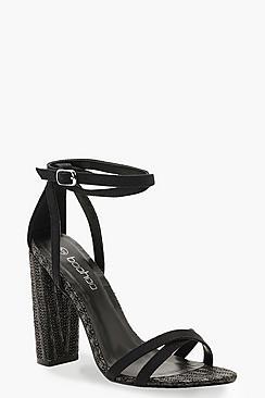 Boohoo Woven Strappy Block Heels