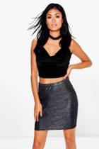 Boohoo Leena Textured Metallic Mini Skirt Black