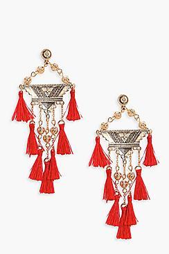 Boohoo Elsa Statement Tassel Chandelier Earrings