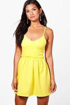 Boohoo Danielle Crepe Frill Waist Skater Dress