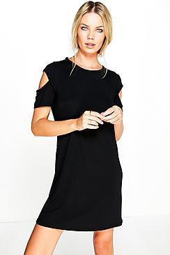 Boohoo Casey Cold Shoulder Sweat Dress