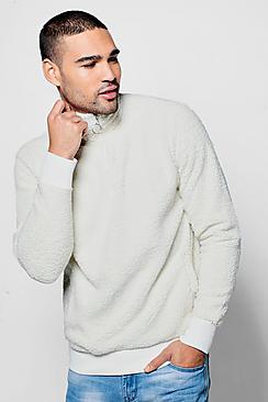 Boohoo Borg Funnel Quarter Neck Zip Sweatshirt