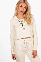 Boohoo Orla Cropped Lace Up Lounge Top
