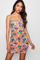 Boohoo Whitney 80's Print Square Neck Bodycon Dress