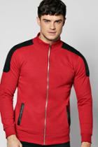 Boohoo Biker Zip Through Jersey Jacket Burgundy