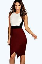 Boohoo Sonia Contrast Asymmetric Bodycon Dress