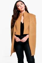 Boohoo Plus Natalie Wool Look Cape Coat Camel