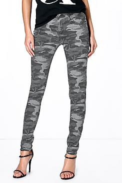 Boohoo Anee Camouflage Print Skinny Jeans